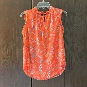 Jones & Co. sleeveless orange sheer top with lining. Size XS
